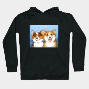 Watercolor dog pet portrait painting of Corgis Hoodie